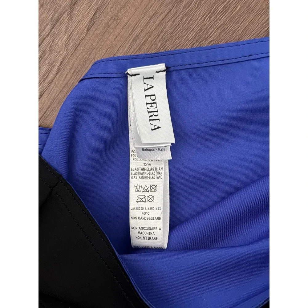 La Perla Black Blue Colorblock Bikini Bottom Hardware‎ Detail Italy US XL Bech